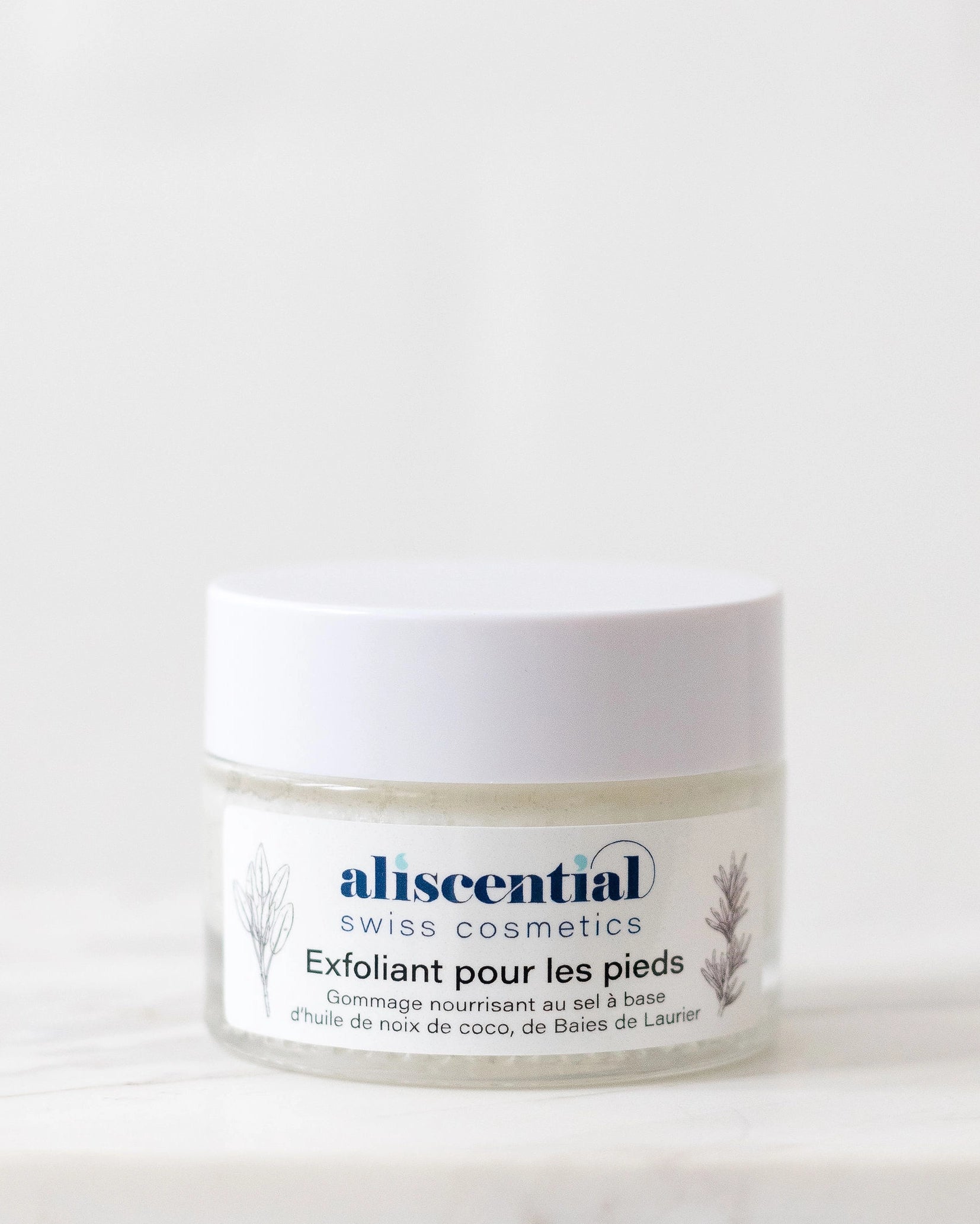 Exfoliant pour les pieds Aliscential – sel et huile de baies de laurier