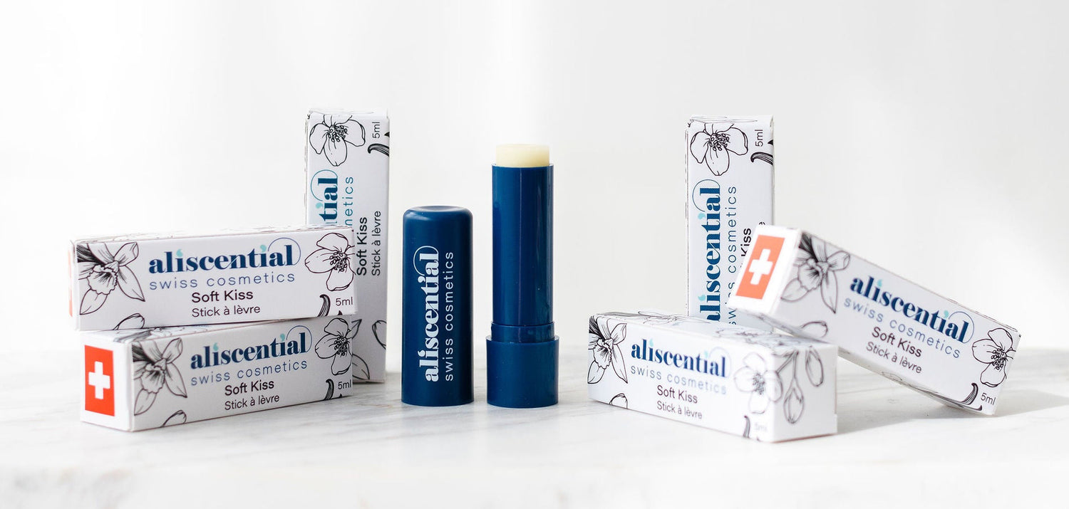 Lip stick Soft Kiss Aliscential – soin lèvres naturel et hydratant, fabriqué en Suisse