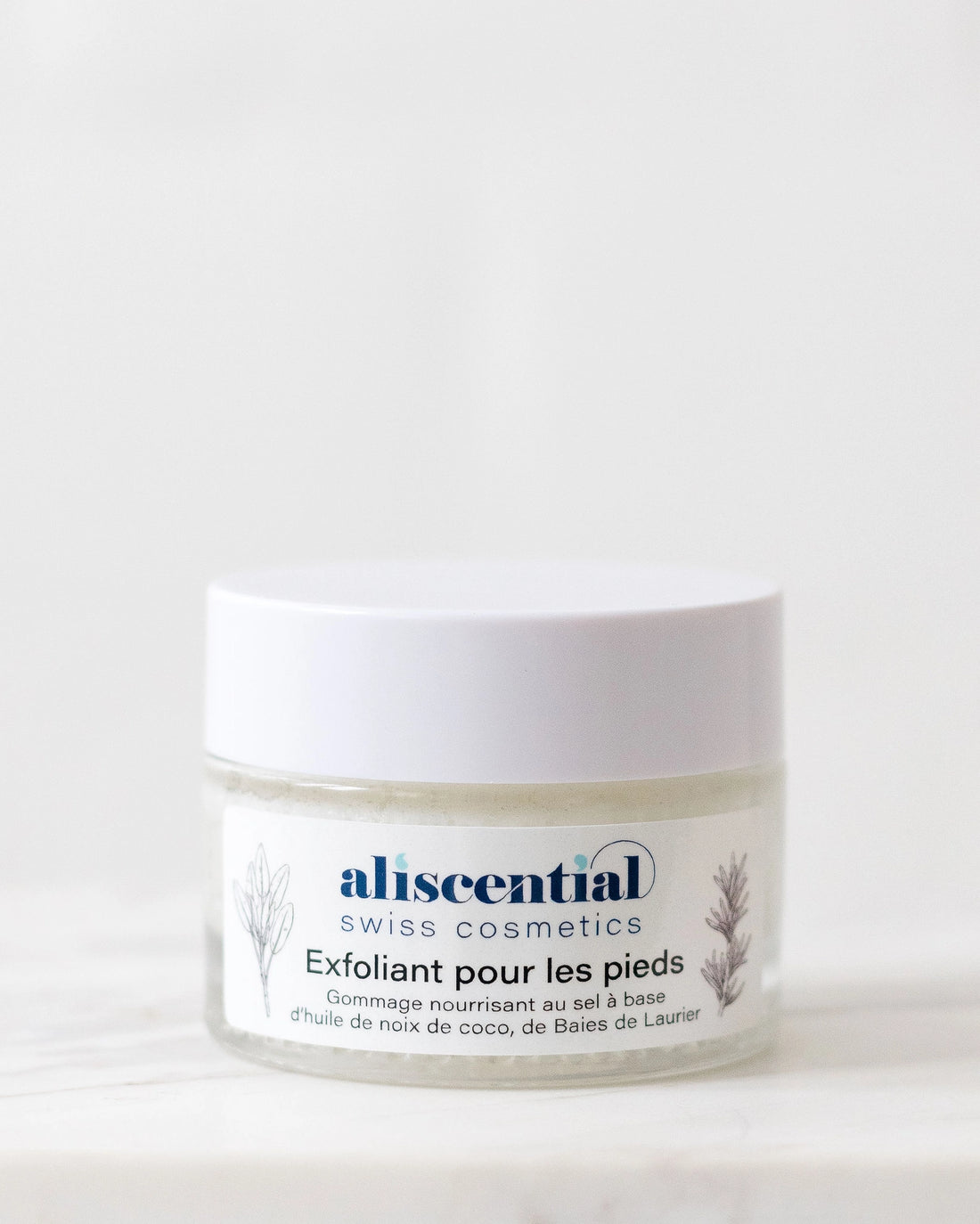 Exfoliant pour les pieds Aliscential – sel et huile de baies de laurier