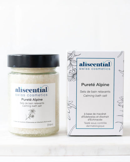 Pureté Alpine Aliscential – sels de bain et packaging