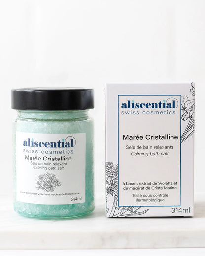 Marée Cristalline Aliscential – sels de bain et packaging