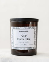 Bougie parfumée Noir Cachemire Aliscential – verre brun élégant