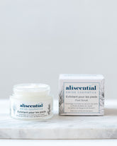 Exfoliant pour les pieds Aliscential – packaging et pot