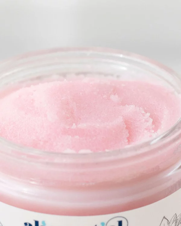 Texture of Aliscential's intense floral rose scrub for gentle, moisturizing exfoliation.